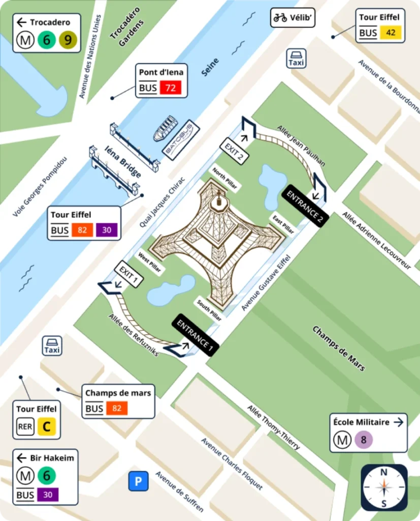 Map of Eiffel Tower area