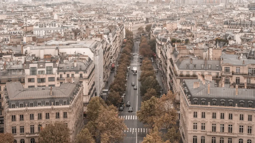 Paris overhead view of streets