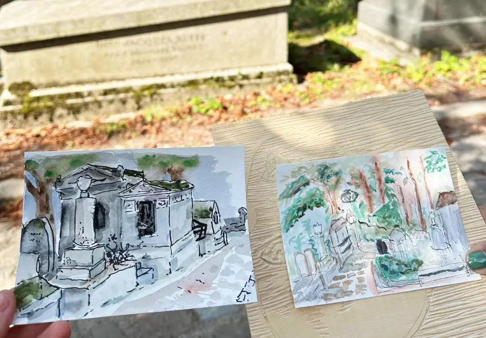 Best Art Classes In Paris: A Creative Perspective on Paris 2 Watercolors Père Lachaise Cemetery