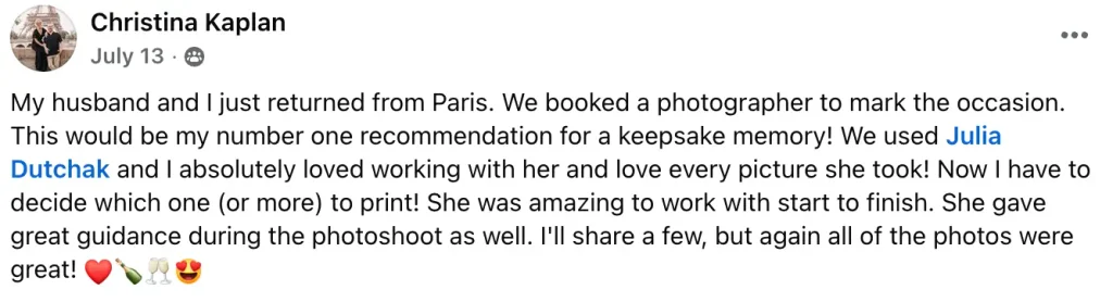 Paris Photographer Julia Dutchak | A Photographer Who Captures Love 3 Christina