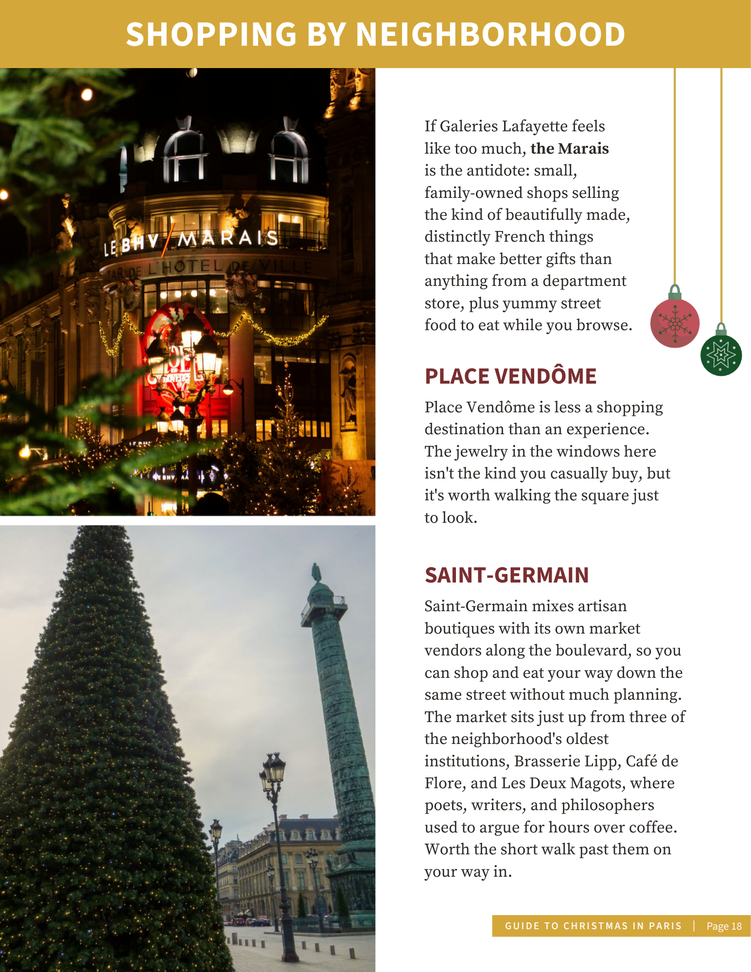 Christmas in Paris Guide 5 Interior page — hotel guide listing